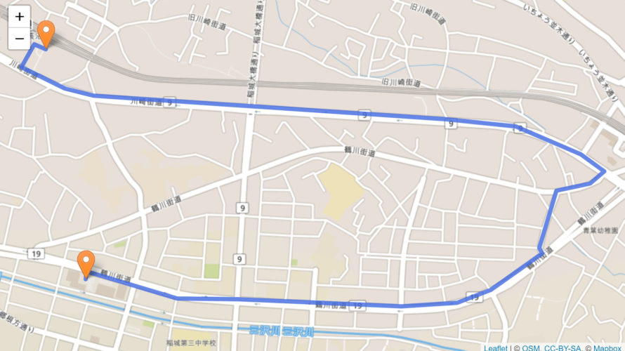 稲城市 聖火リレーのルート