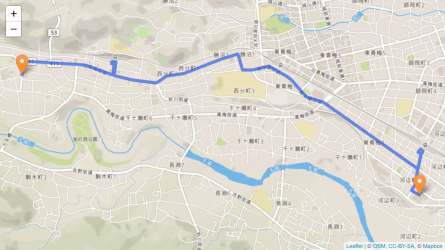青梅市 聖火リレーのルート