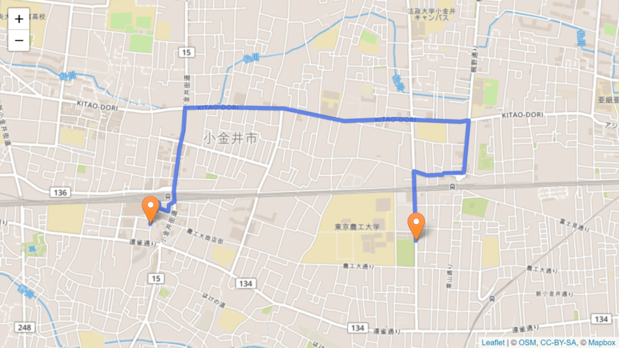 小金井市 聖火リレーのルート