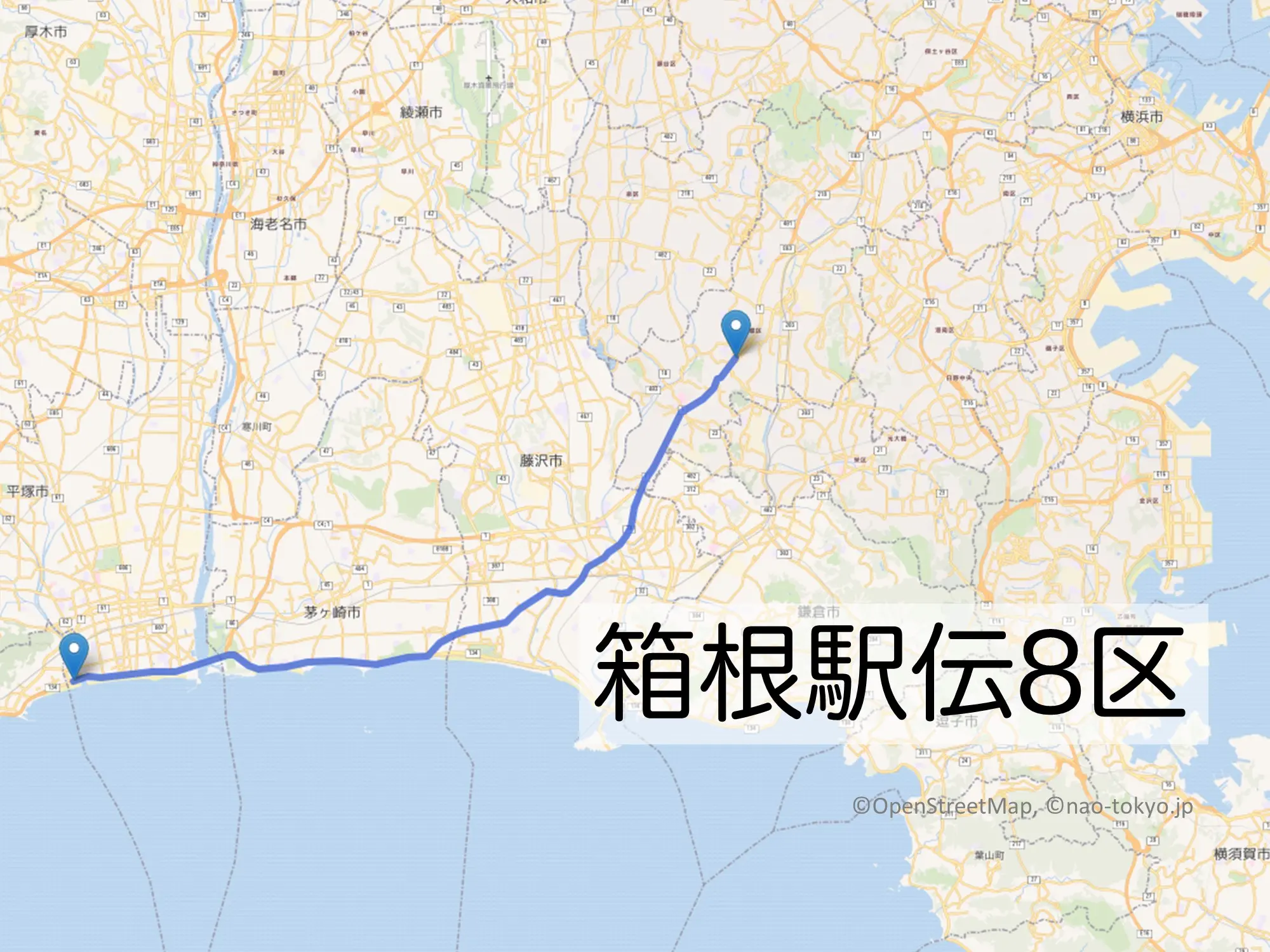 箱根駅伝8区のコースをマップで解説
