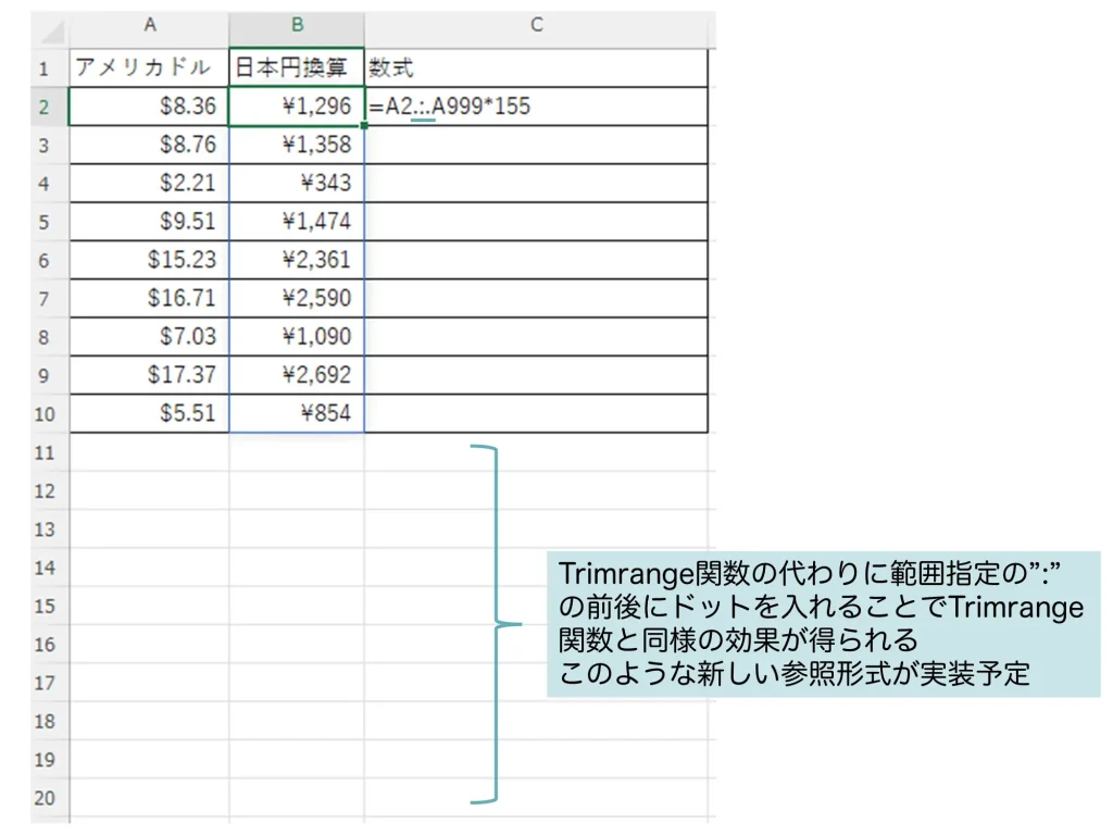 Trimrange関数と同等機能を持つ新参照形式の説明